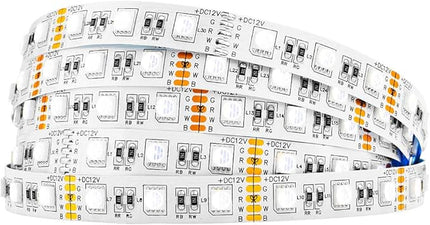 BTF-LIGHTING 5050 RGBW RGB+Cool White(6000K-7000K) 4 Colors in 1 LED Tape Light DC12V 5m 16.4ft 60LED/m Multi-Colored IP30 White 12mm PCB for Bedroom Kitchen Home Decoration(No Adapter or Controller) BTF-LIGHTING