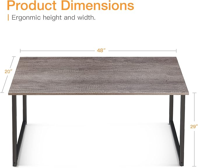 Coleshome 48 Inch Computer Desk, Modern Simple Style Desk for Home Office, Study Student Writing Desk, Grey Oak - LeafyLoom