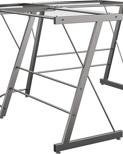 Ameriwood Home Odin Glass L-Shaped Computer Desk, Gray - LeafyLoom