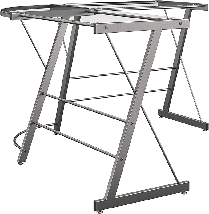 Ameriwood Home Odin Glass L-Shaped Computer Desk, Gray - LeafyLoom