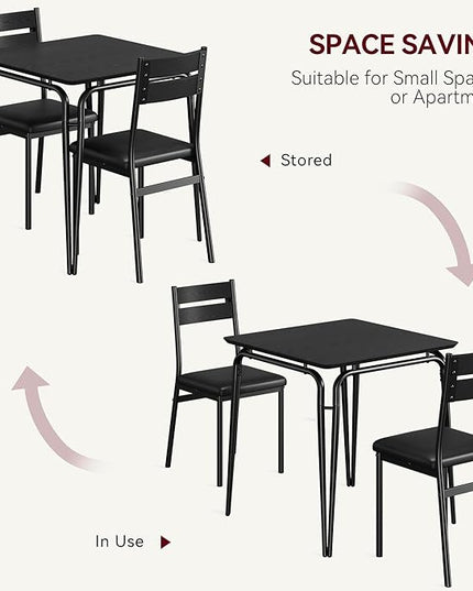 Dining Table for 2, Small Table and Chairs Set of 2, Square Dinette Set for 2, Dinner Table Set, 3 Piece Kitchen & Dining Room Sets for Small Space, Apartment (Black, Dining Table with 2 Chairs) - LeafyLoom