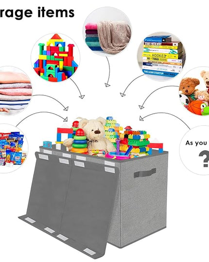 homyfort Large Toy Box Chest for Kids Boys,Collapsible Toy Bin Storage Organizer Basket with Lids for Blanket,Toys,Toddler,Nursery,Playroom (Grey) - LeafyLoom