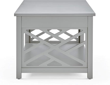 Alaterre Furniture Coventry 36" Coffee Two End Tables with Tray, Set of 3, Grey - LeafyLoom