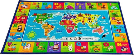 Kids ABC, Map Rug Education Carpet - Playmat Extra Large Learn Have Fun Safe, Children's Educational, Multi Color Activity Centerpiece Play Mat! for Bedroom Playroom - LeafyLoom
