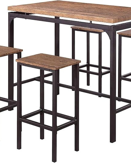 NicBex Dining Table Set for 4 Counter Height Dining Table Set 5 Piece Dining Table Set Bar Table with 4 Bar Chairs for Kitchen Breakfast Table, Bar, Banquet Hall, Chestnut - LeafyLoom