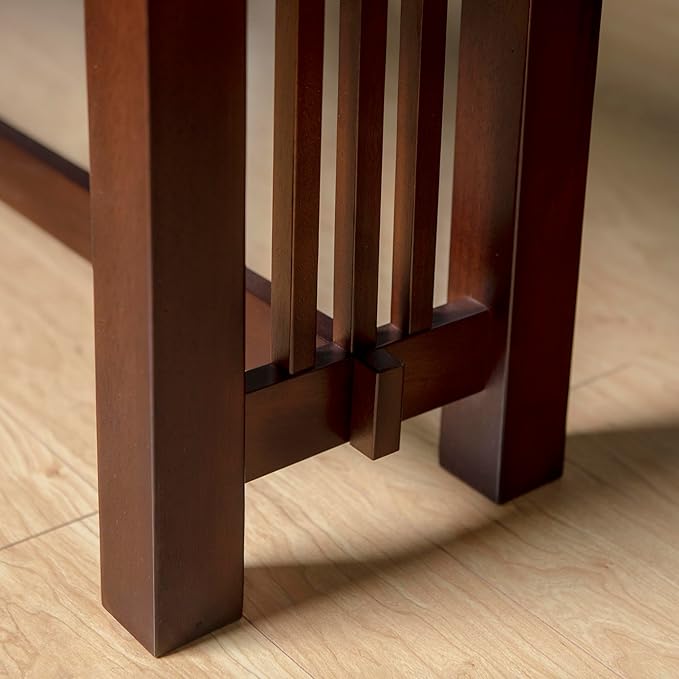 Walker Edison 3 Person Wood Dining Bench Armless Kitchen Table Set Dining Chairs, 60 Inch, Brown - LeafyLoom