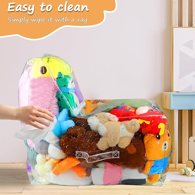 Clear Stuffed Animal Bean Bag Chair Cover for Kids, Waterproof Large Stuffable Beanbag Chair Cover, Creative PVC Plush Toys Storage, for Organizing Toddler & Children Rooms Soft Stuff Animal - LeafyLoom