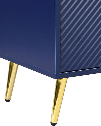 Merax Modern TV Stand with Storage Cabinets for Televisions up to 60+ Inch, Entertainment Center Console Table Media Furniture for Living Room, Bedroom, Solid Metal Feet, 63" Long, Navy Blue - LeafyLoom