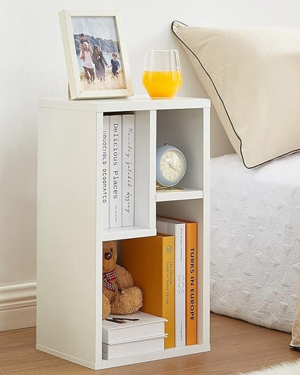 VECELO Small White Bookshelf, 3 Cube Shelf, Fits Tallest Hardcovers, Horizontal Available, Modern Storage Organzier for small spaces, kids, Pearl White - LeafyLoom