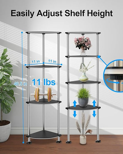 RGB Floor Lamp with Shelves Tall Lamp with Wireless Charger & USB Port Ambiance Lighting with Music Sync Dimmable and Timing Standing Lamp for Bedroom 4 Tier Black - LeafyLoom