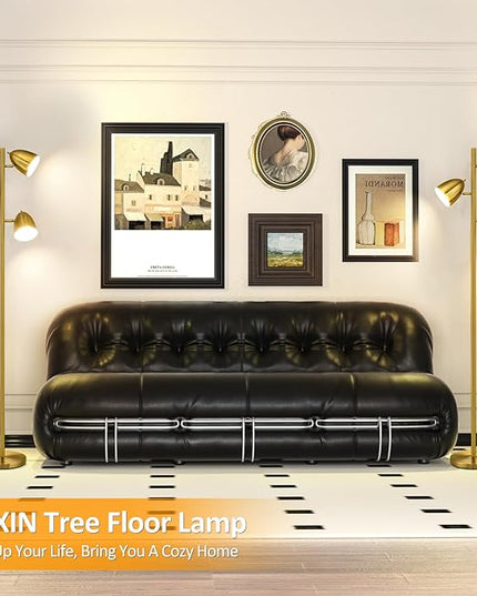 Tree Floor Lamp with 3 Light Bulbs Standing Tall Pole Lamps with Adjustable Metal Heads 65"Reading Stand up Lamps with E26 Base Modern Floor Lamps for Living Rooms, Bedrooms, Home, Office(Gold) - LeafyLoom
