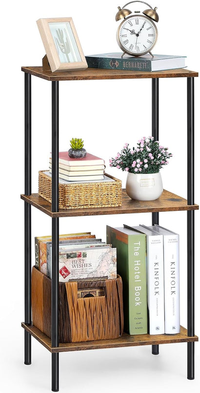 melos 3 Tiers Bookshelf, Classically Tall Bookcase Shelf Storage Organizer, Modern Book Shelf for Bedroom, Living Room and Home Office - LeafyLoom