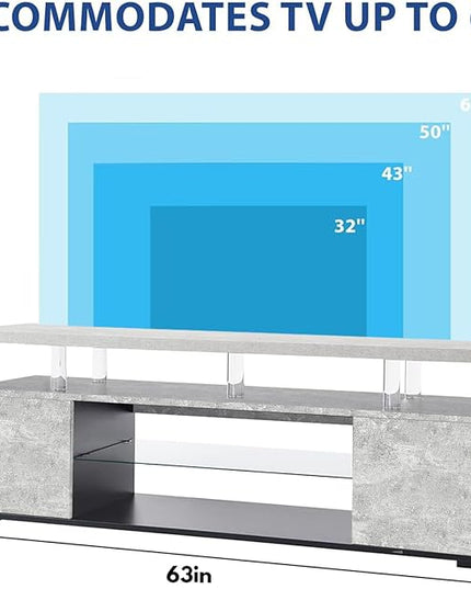 NicBex TV Stand for 70 Inch TV LED Gaming Entertainment Center Media Storage Console Table with Large Sliding Drawer & Side Cabinet for Living Room,Bedroom,63 Inch,Grey - LeafyLoom