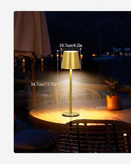 2Pack Gold Cordless Table Lamp, 5200mAh IP54 Waterproof Rechargeable Battery Desk Lamp, 3 Color Stepless Dimming Up，Battery Operated Lamp for Kitchen/Outdoor/Restaurant/Camping (Gold) - LeafyLoom
