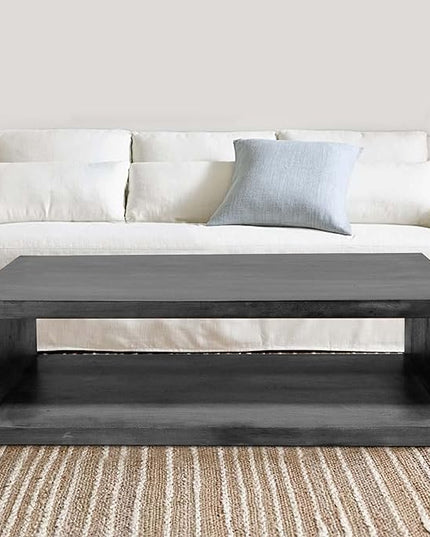 NicBex Coffee Table Wooden Coffee Table with Storage Rectangle Center Tables with Open Bottom Shelf Dining Table for Living Room, Dining Room, Office, and Bedroom,58" W, Charcoal Gray - LeafyLoom