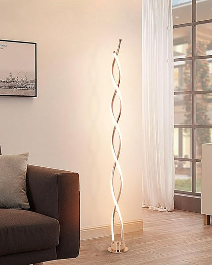 ADISUN 31W Modern Floor Lamp, LED Spiral Floor Lamp for Living Room, 3-Color Dimmable Standing Floor Lamp with Remote Control, 58" Tall Floor Lamp for Living Room Bedroom Office Dining Room (Gold) - LeafyLoom