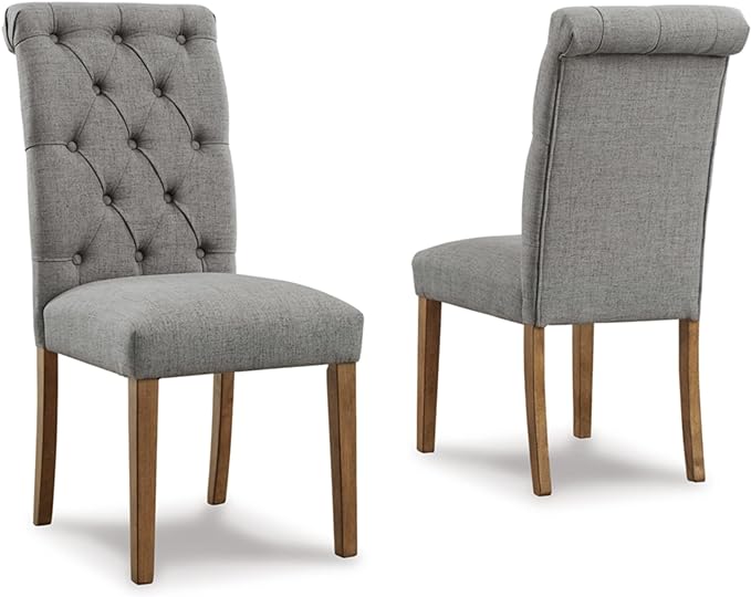 Signature Design by Ashley Harvina French Country 19" Tufted Upholstered Dining Chair, 2 Count, Gray - LeafyLoom