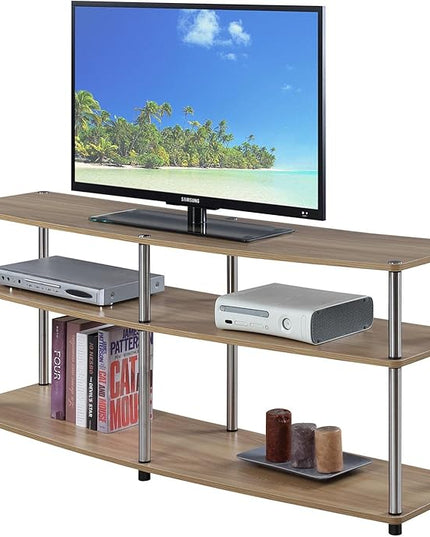 Convenience Concepts Designs2Go 3 Tier 60" TV Stand, Light Oak - LeafyLoom