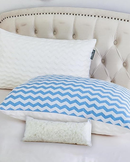 Pillows Queen Size Set of 2- Adjustable Firm Shredded Memory Foam Pillows - Side Sleeper Bed Pillows for Adults with Washable Cover and Bonus Foam Fill - LeafyLoom