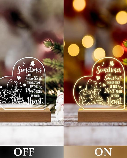Winnie The Pooh Night Light Acrylic Engraved Night Light with Base, Winnie The Pooh Gifts for Birthday Christmas Graduation Back to School Gift Daughter Son Sister Friends - LeafyLoom