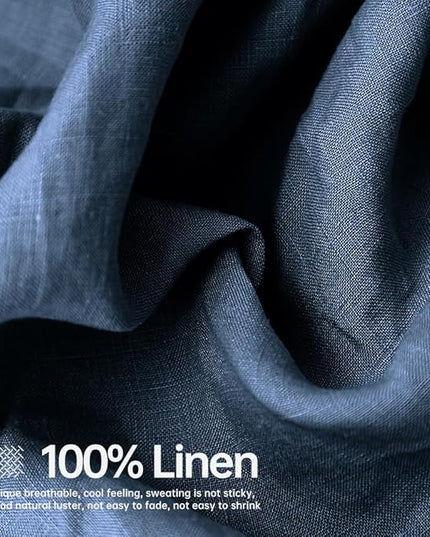 Simple&Opulence 100% Linen Sheet Set Solid Color-4 Pcs Washed French Linen Bed Sheets-Breathable Bedding Set-1 Flat Sheet,1 Fitted Sheet,2 Pillowcases (Full,Blue) - LeafyLoom