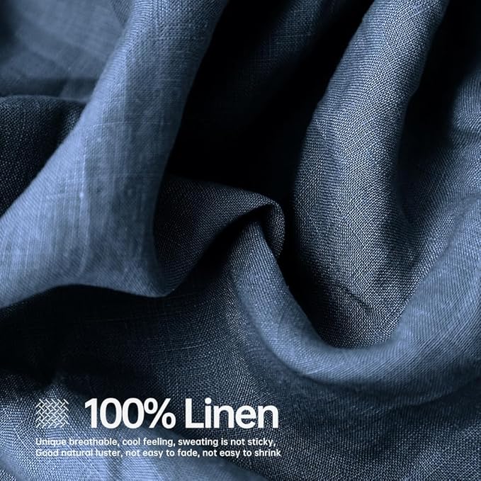 Simple&Opulence 100% Linen Sheet Set Solid Color-4 Pcs Washed French Linen Bed Sheets-Breathable Bedding Set-1 Flat Sheet,1 Fitted Sheet,2 Pillowcases (Full,Blue) - LeafyLoom