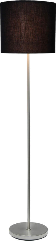 Simple Designs LF2004-BLK Brushed Nickel Stick Drum Shade Floor Lamp, Black - LeafyLoom