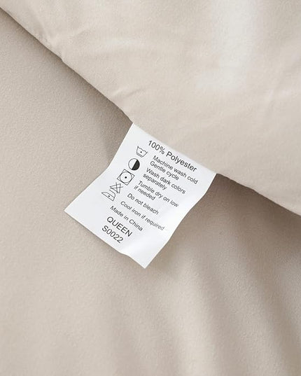 ROSGONIA Beige Comforter Set Queen, 3pcs (1 Boho Beige Comforter & 2 Pillowcases), All Season Bedding Lightweight Soft Bedspread Blanket Quilt - LeafyLoom