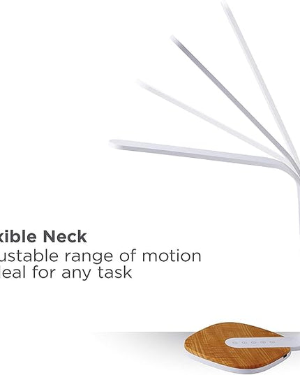BLACK+DECKER LED Dimmable Desk Lamp with Wood Grain Base, 3 Dimming Levels, USB Ports,7W, White (VLED1818-BD) - LeafyLoom