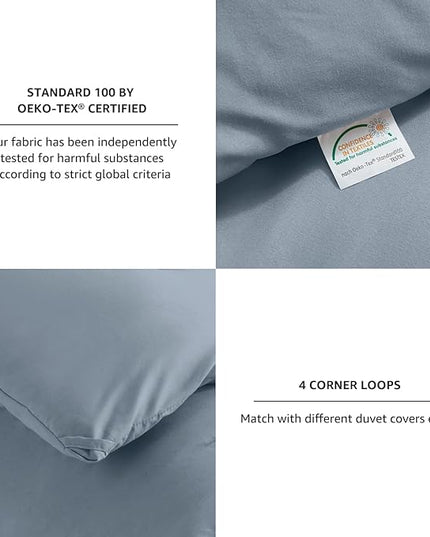 CozyLux Grayish Blue Comforter Set Queen Size, 3 Pieces Solid Breathable Quilted Boho Style Bedding Sets, Luxury Fluffy Soft Microfiber Comforter for All Season(1 Comforter & 2 Pillowcases) - LeafyLoom