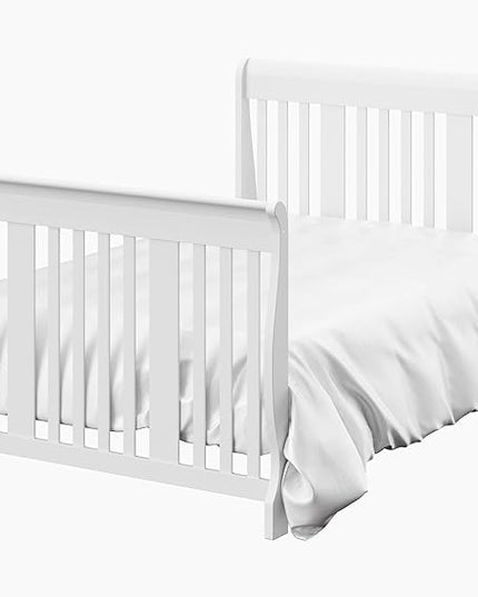Storkcraft Portofino 5-in-1 Convertible Crib and Changer (White) – Changing-Table Combo with Drawer, Converts to Toddler Bed, Daybed Full-Size Storage Drawer - LeafyLoom