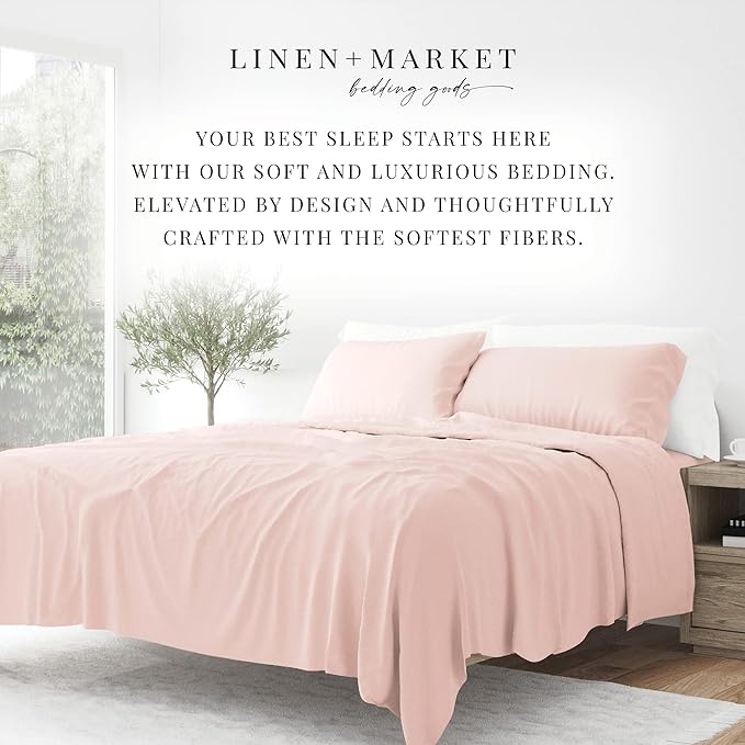 Linen Market Bed Sheets for Full Size Bed (Blush) - Sleep Better Than Ever with These Soft and Cooling Full Sheets - Deep Pocket Fits 16" Thick Beds - 4 Piece Full Sheet Set - LeafyLoom