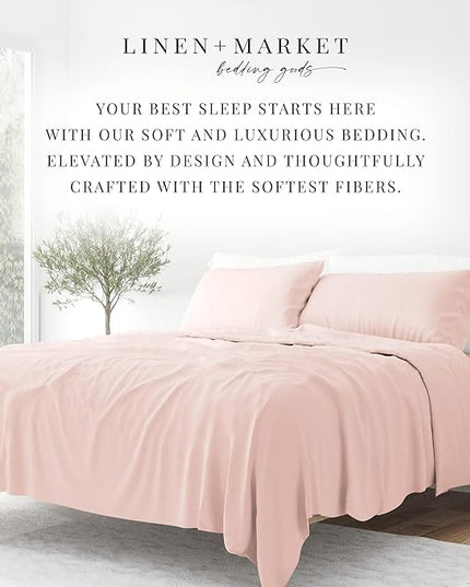 Linen Market Bed Sheets for California King Size Bed (Blush) - Sleep Better Than Ever with These Soft and Cooling California King Sheets - Deep Pocket Fits 16" Thick Beds - 4 Piece Cal King Sheet Set - LeafyLoom