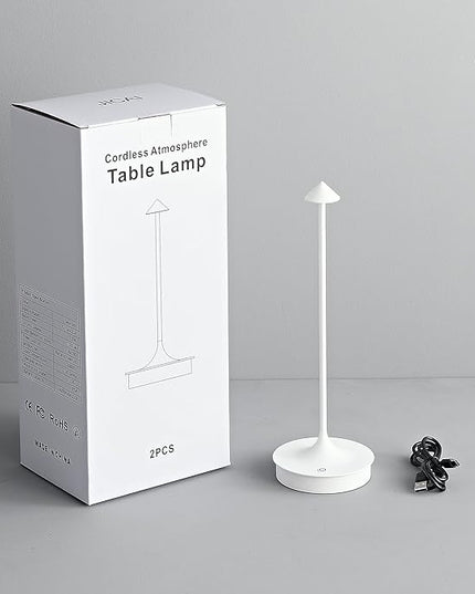 Cordless Table Lamp, Rechargeable Table Light Battery Powered LED Desk Lamp, Stepless Dimming Bedside Lamp, Minimalist Night Light in Aluminum for Restaurant/Bar/Home/Outdoor,White,2Pack - LeafyLoom