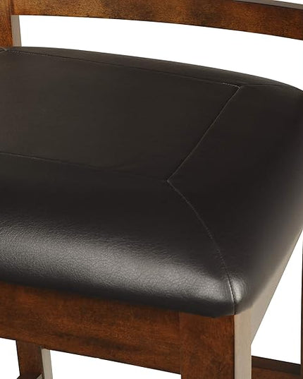 New Classic Furniture Gia Counter Dining Chair (Set of Four), Black PU Upholstered Seat & Back Rest, Brown - LeafyLoom