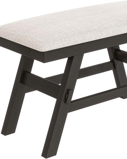 6-Piece Rustic Counter Height Dining Complete Kitchen Table Set with Storage Shelf, Bench, and 4 Upholstered Chairs, Espresso+Beige Cushion, 1 - LeafyLoom