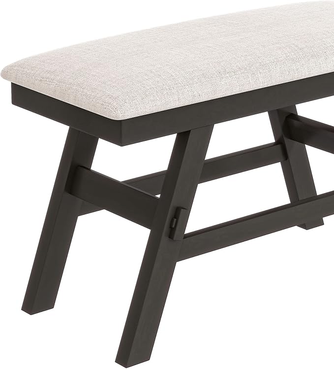 6-Piece Rustic Counter Height Dining Complete Kitchen Table Set with Storage Shelf, Bench, and 4 Upholstered Chairs, Espresso+Beige Cushion, 1 - LeafyLoom