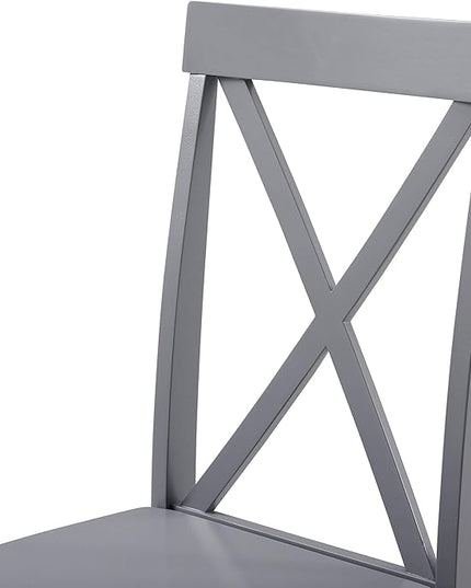 Walker Edison 4 Person Modern Farmhouse Wood Small Dining Table Dining Room Kitchen Table Set Dining 4 X Chairs Set, 48 Inch, White and Grey - LeafyLoom
