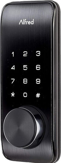 Alfred DB2-B Smart Door Lock Deadbolt Touchscreen Keypad, Pin Code + Key Entry + Bluetooth, Up to 20 Pin Codes (Black) ALFRED