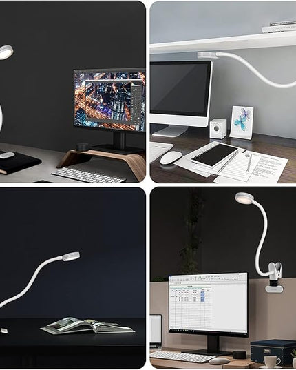 Desk lamp, LED Reading Light, Dimmable Clamp Lamp for Bed Headboard, Bedroom, Office, 3 Modes & 9 Dimming Levels, Flexible Clip Desk Lamp - LeafyLoom