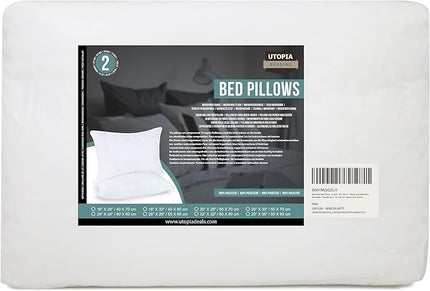 Utopia Bedding Bed Pillows for Sleeping (White), European Size, Set of 2, Hotel Pillows, Cooling Pillows for Side, Back or Stomach Sleepers - LeafyLoom