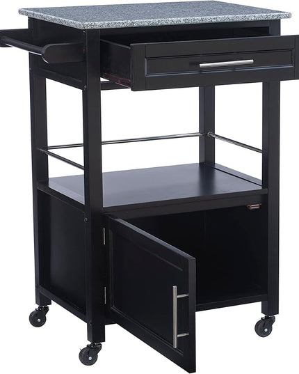 Linon Cayden Black Kitchen Cart, - LeafyLoom