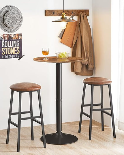 HOOBRO Round Bar Table, 35" Tall Pub Table, Cocktail Table with Base, Stable Counter Table with Non-Slip Base for Narrow Space, Bar Height Table for Kitchen, Easy to Assemble, Rustic Brown BF57BT01 - LeafyLoom