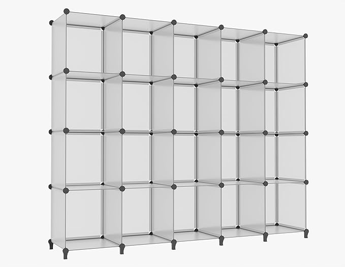 HOMIDEC 20-Cube Storage Organizer, Closet Organizer Storage Shelf Bookcase Bookshelf with Metal Hammer, Storage Cubes Organizer Cabinet for Kids, Closet, Bedroom, Bathroom - LeafyLoom