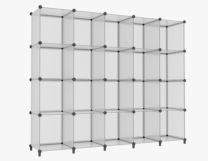 HOMIDEC 20-Cube Storage Organizer, Closet Organizer Storage Shelf Bookcase Bookshelf with Metal Hammer, Storage Cubes Organizer Cabinet for Kids, Closet, Bedroom, Bathroom - LeafyLoom