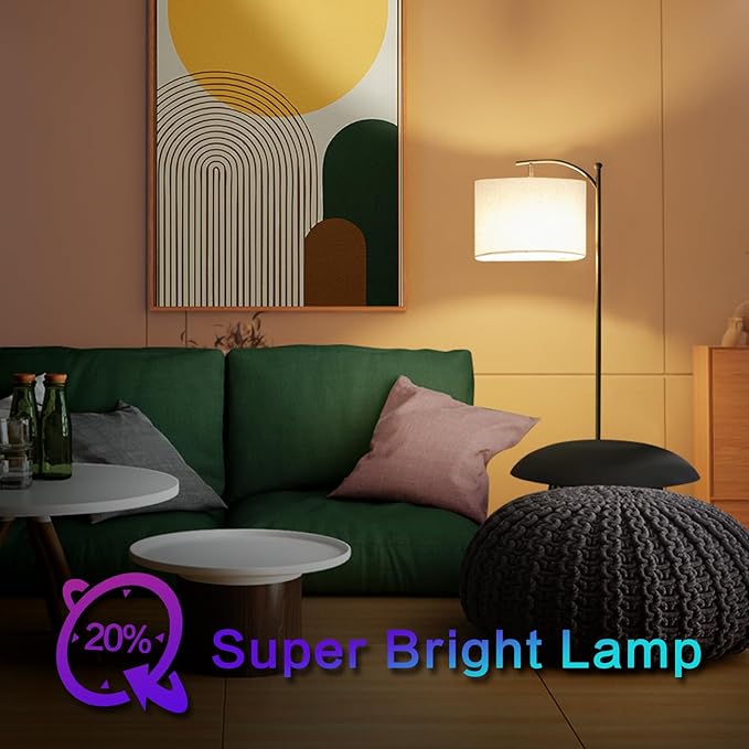Led Floor Lamps for Living Room: Tall Standing Lamp for Bedroom - Dimmable Smart APP Control - RGB Corner Light with Modern Lampshade - LeafyLoom