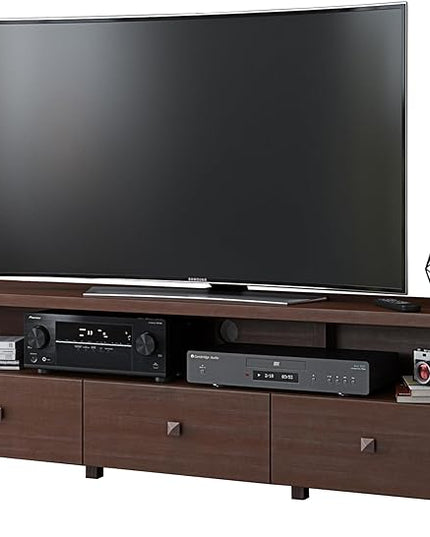 Techni Mobili Elegant 75" with Storage TV Stand, Hickory - LeafyLoom
