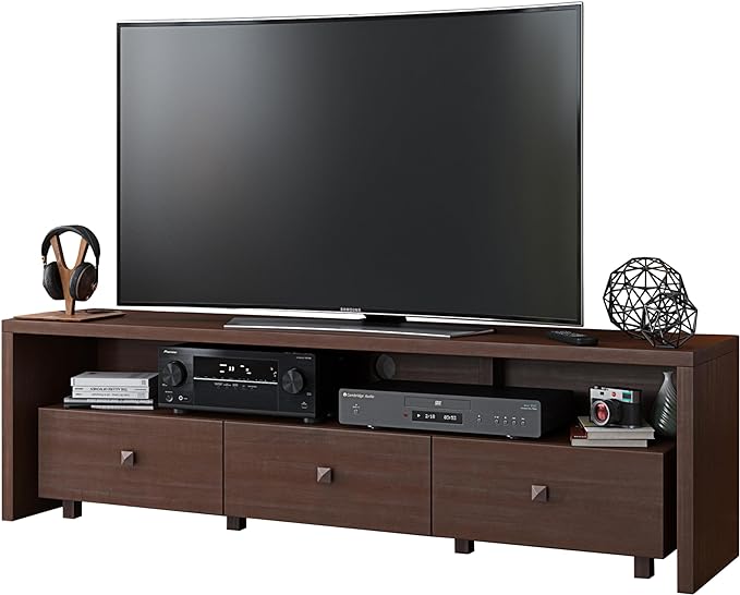 Techni Mobili Elegant 75" with Storage TV Stand, Hickory - LeafyLoom