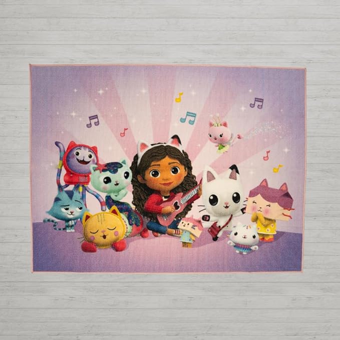 Franco DreamWorks Gabby's Dollhouse Kids Room Non Slip Area Rug, 69 in x 52 in, (Official Licensed Product) - LeafyLoom