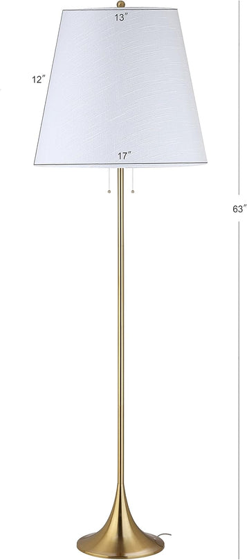 JONATHAN Y JYL3001A Amelia 63" Metal LED Floor Lamp, Modern, Contemporary, Glam, Elegant, Office, Living Room, Family Room, Dining Room, Bedroom, Hallway, Foyer, Brass - LeafyLoom
